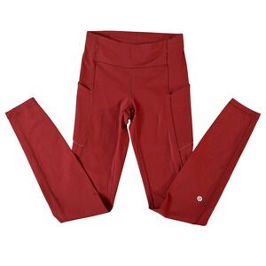 Lululemon Speed Up Tight 28" HR Leggings‎ Pockets Reflective Maroon/Wine Sz 2